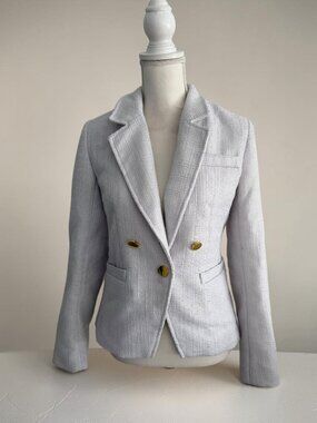 INC White Gold Knit Dress Blazer Jacket Size Small